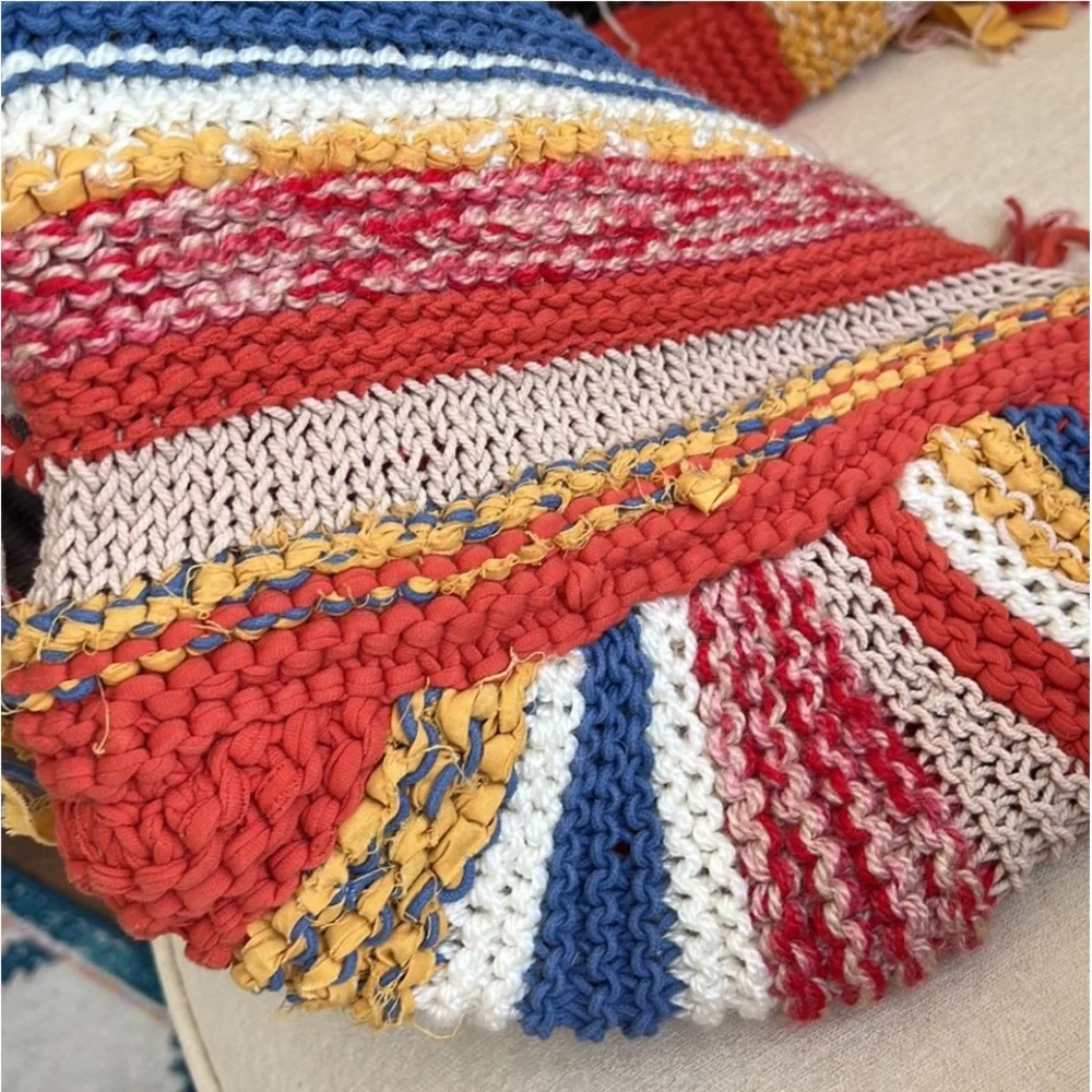 FREE PEOPLE Northbound Hobo Crochet Bag Cotton Stripe Multicolor Crossbody - Picture 6 of 16